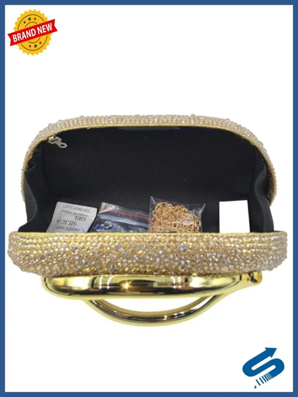 Mini Rhinestone Clutch Purse Evening Bag Wedding Crystal Clutch Chain Strap